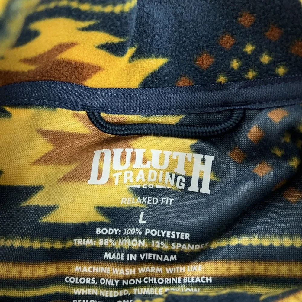Duluth Trading Co‎ Pullover Mens Large Blue Fleece 1/2 Zip Sweater Aztec Hiking